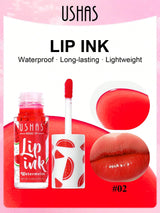 Ushas Lip Ink packaging with watermelon flavor on a pink background