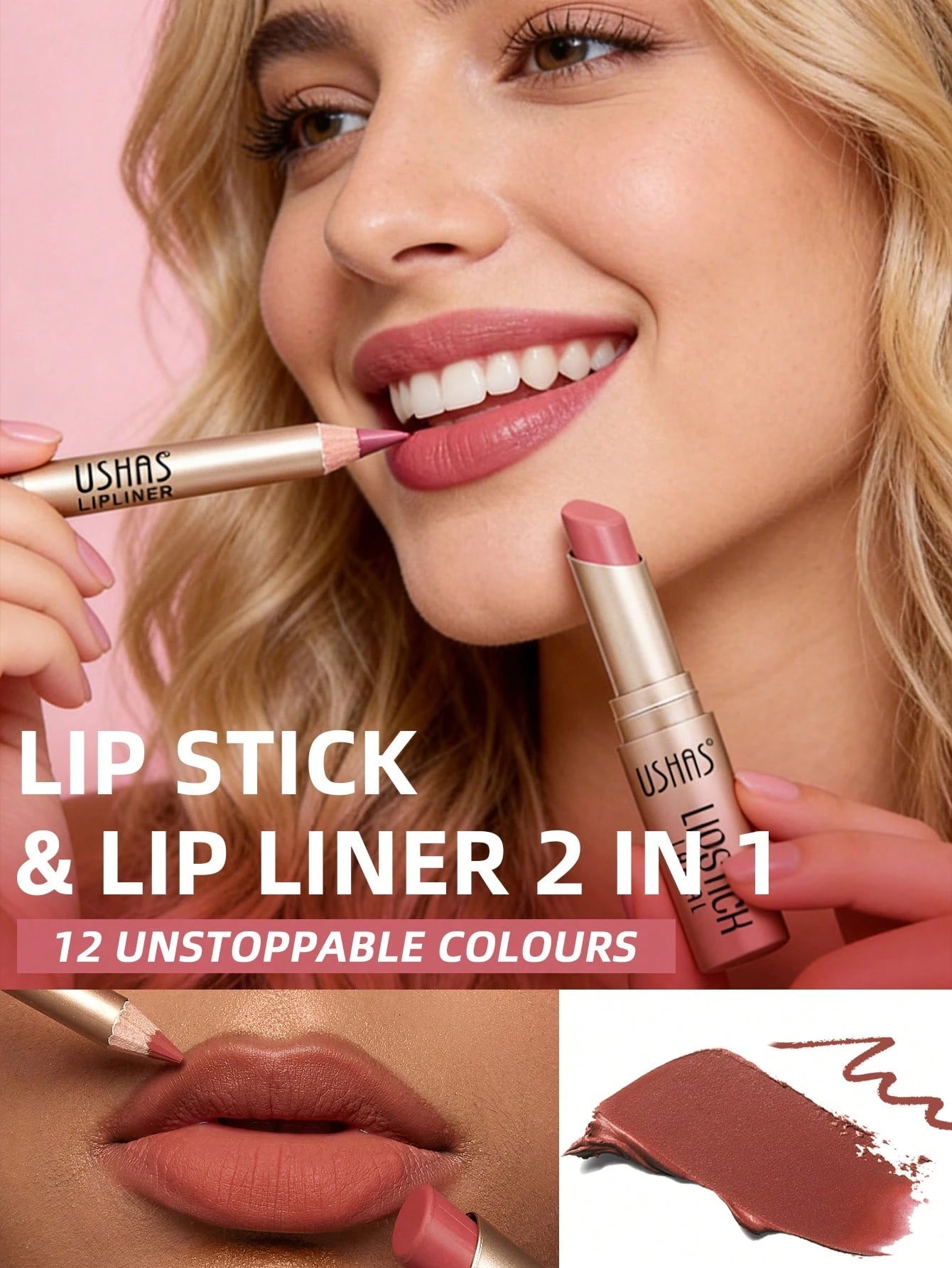 SHEIN USHAS Lipstick + Lip Liner Set