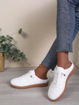 SHEIN White PU Commuter Half-Slip-On Sneakers