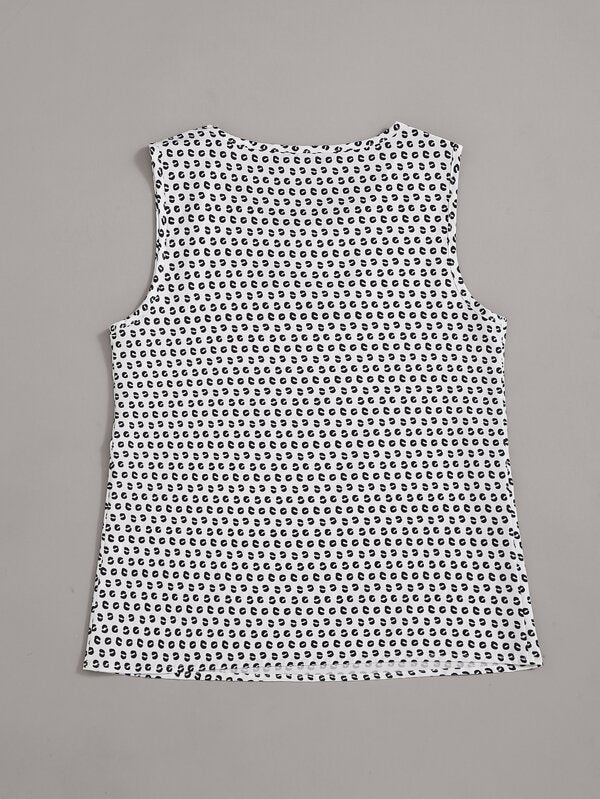 شى ان تيشيرت كت بدون أكمام مطبوع بالكامل