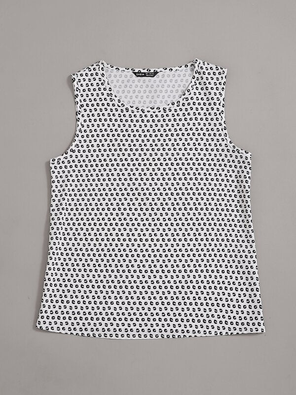 شى ان تيشيرت كت بدون أكمام مطبوع بالكامل