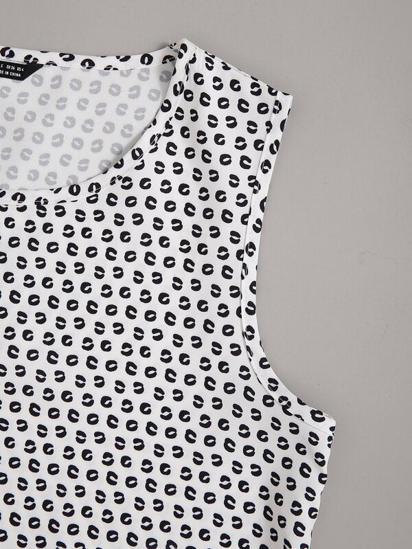 شى ان تيشيرت كت بدون أكمام مطبوع بالكامل