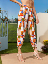 Shein  Geometric Print Elastic Waist Pants