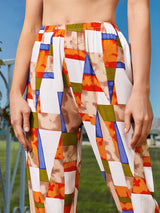 Shein  Geometric Print Elastic Waist Pants