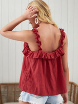 Shein Solid Ruffle Straps Cami Top