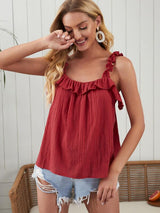 Shein Solid Ruffle Straps Cami Top