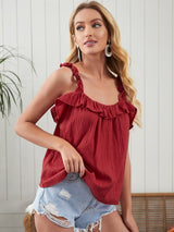 Shein Solid Ruffle Straps Cami Top