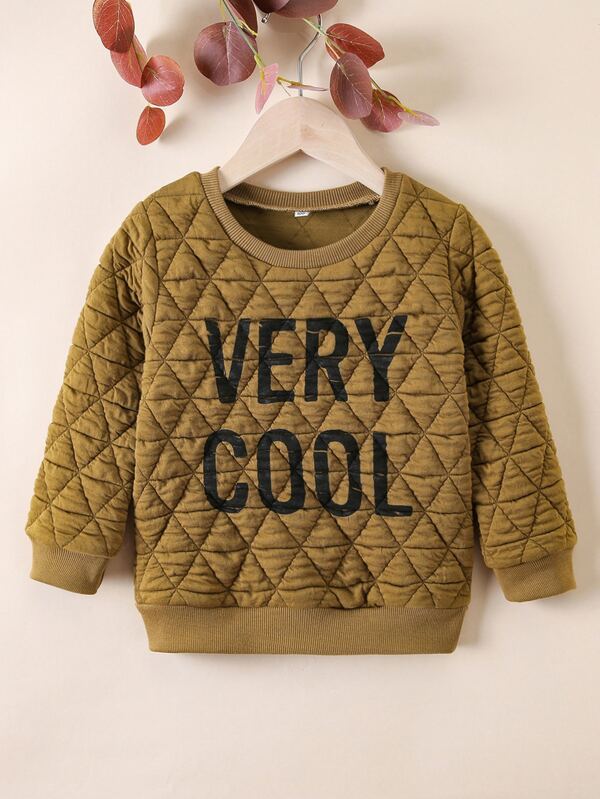 Shein Toddler Boy Letter Graphic Quilted Sweatshirt