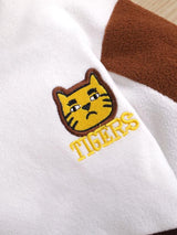 Shein  Toddler Boys Color Block Letter &amp Tiger Embroidery Fleece  Pullover