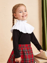 تيشيرت شي إن للبنات الصغيرات بياقة عالية وكشكشة مطوية 