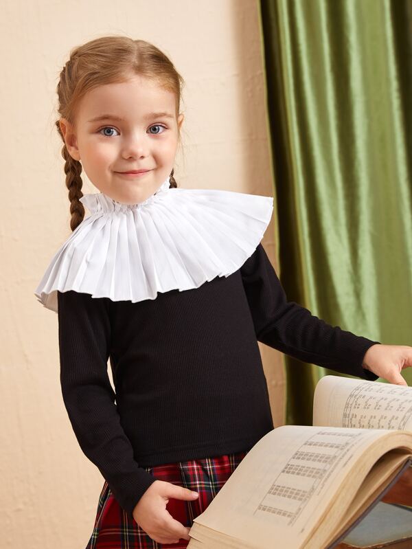Shein Toddler Girls Mock Neck Pleated Ruffle Tee