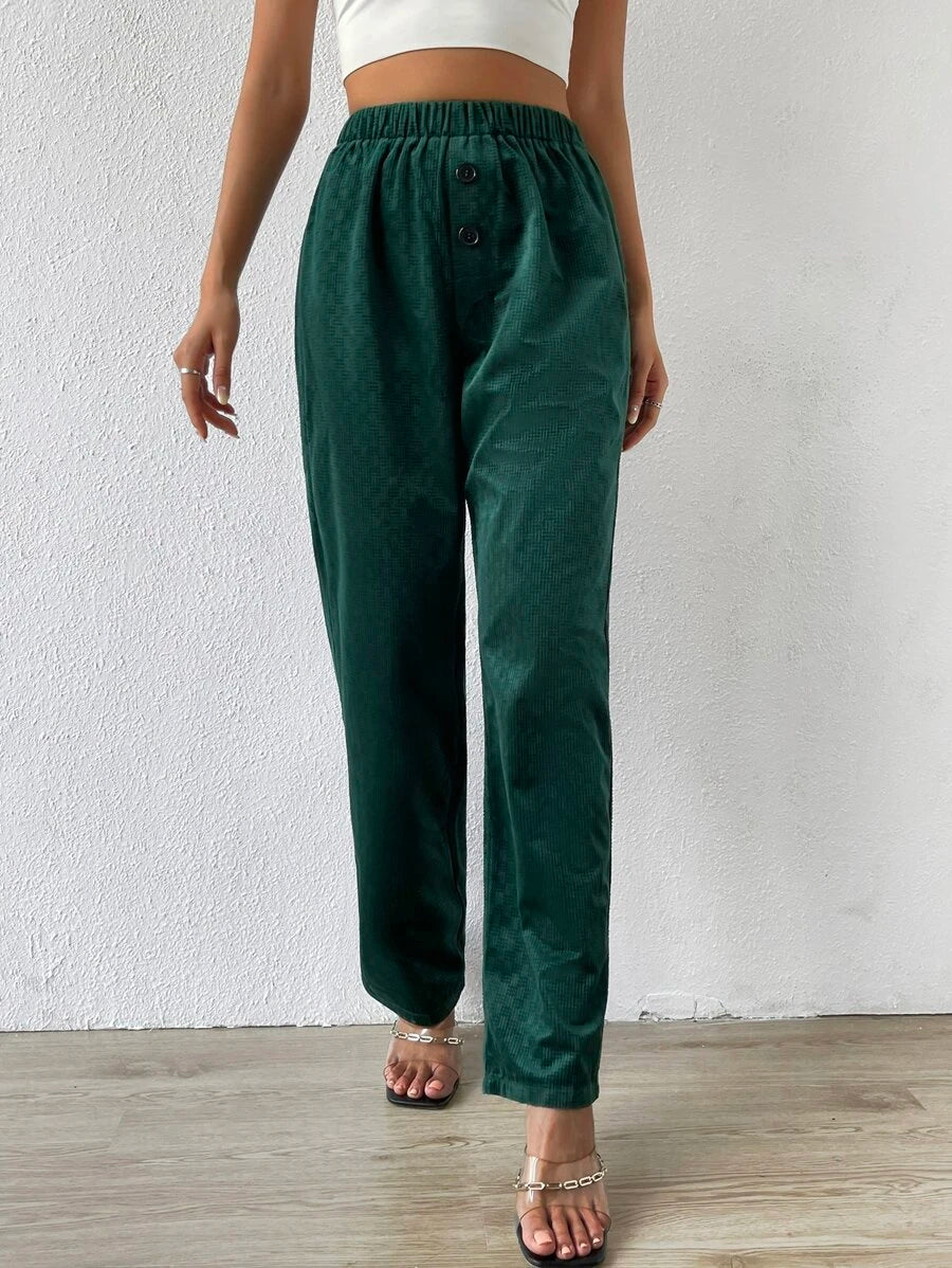 SHEIN Solid Elastic Waist Pants