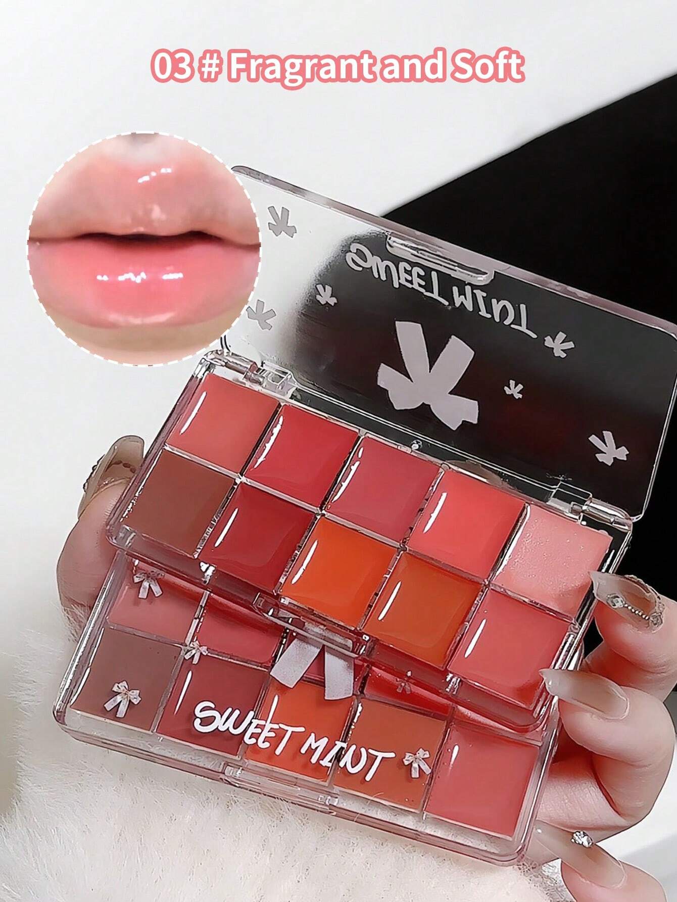 SHEIN Sweet mint 1 Set Of 10 Moisturizing & Nourishing Lip Plumper Palette