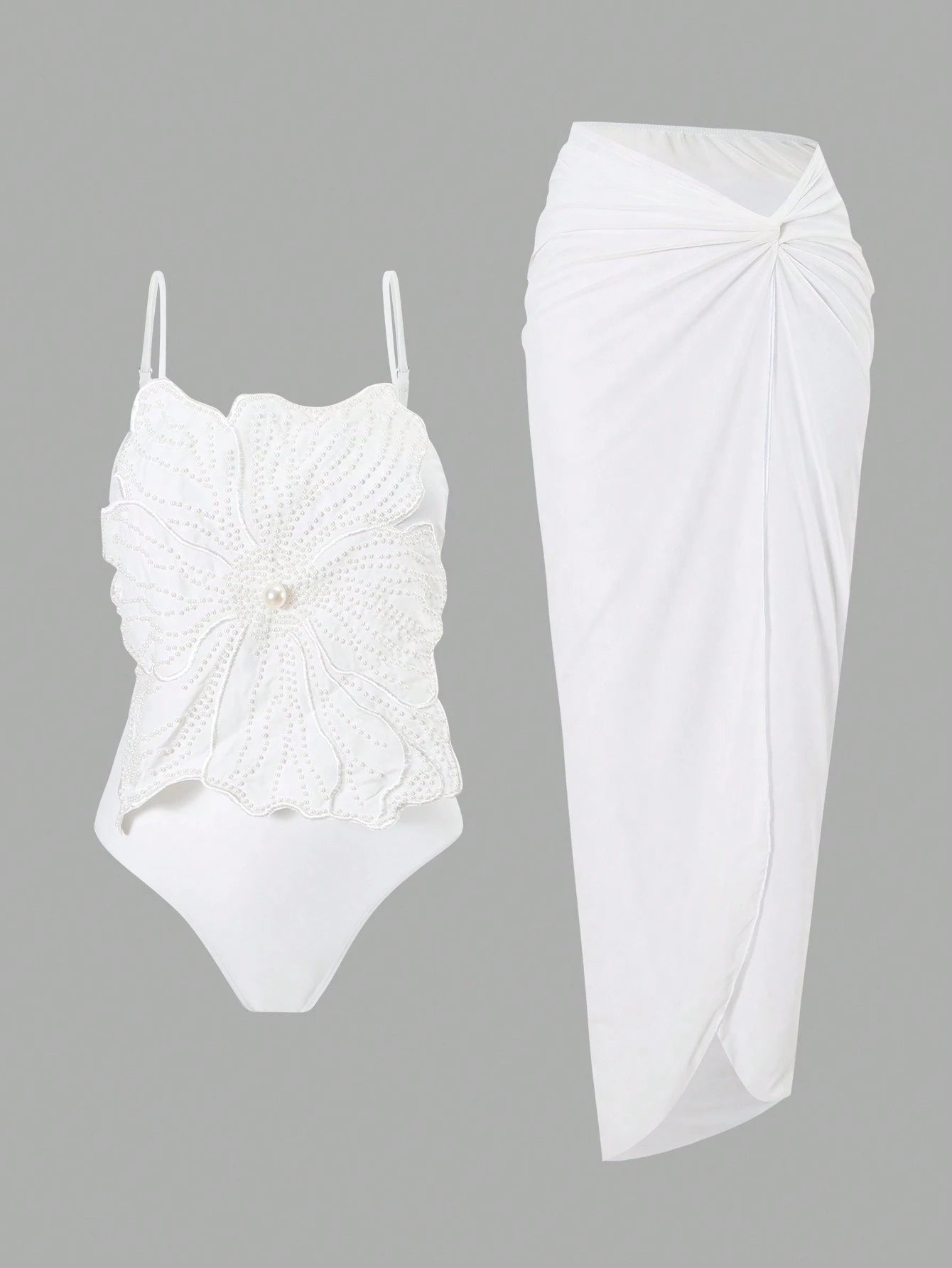 shein Swim Oasis Summer 2pcs Women Elegant White