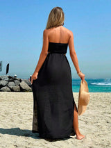 SHEIN Swim Vcay Women Beach Hollow Out Shoulder Maxi Cover Up Dress