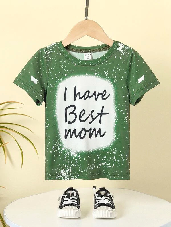 SHEIN Toddler Boys Slogan &amp; Splash Ink Print Tee