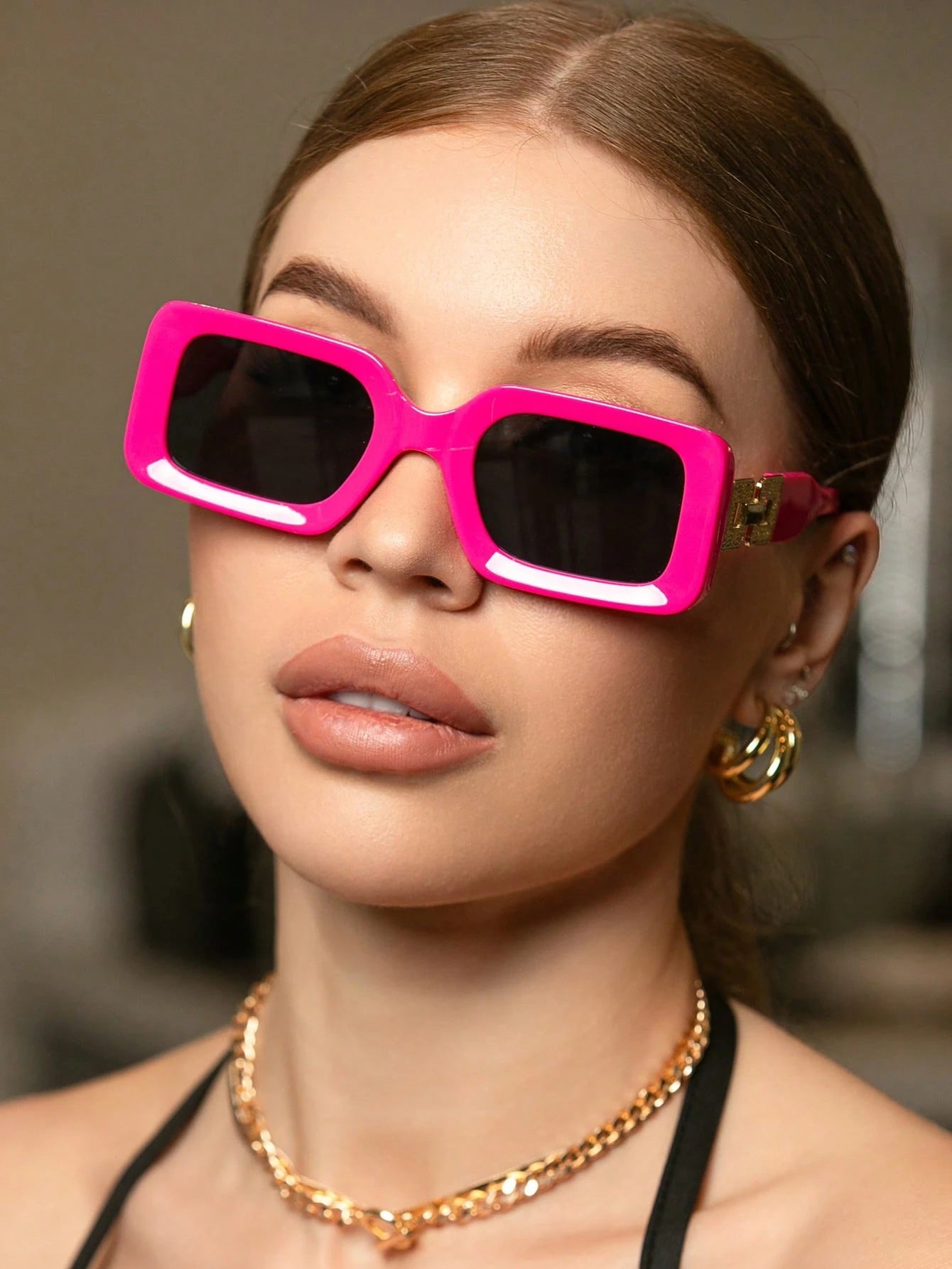 SHEIN Unisex Retro Rectangular Plastic Fashion Sunglasses