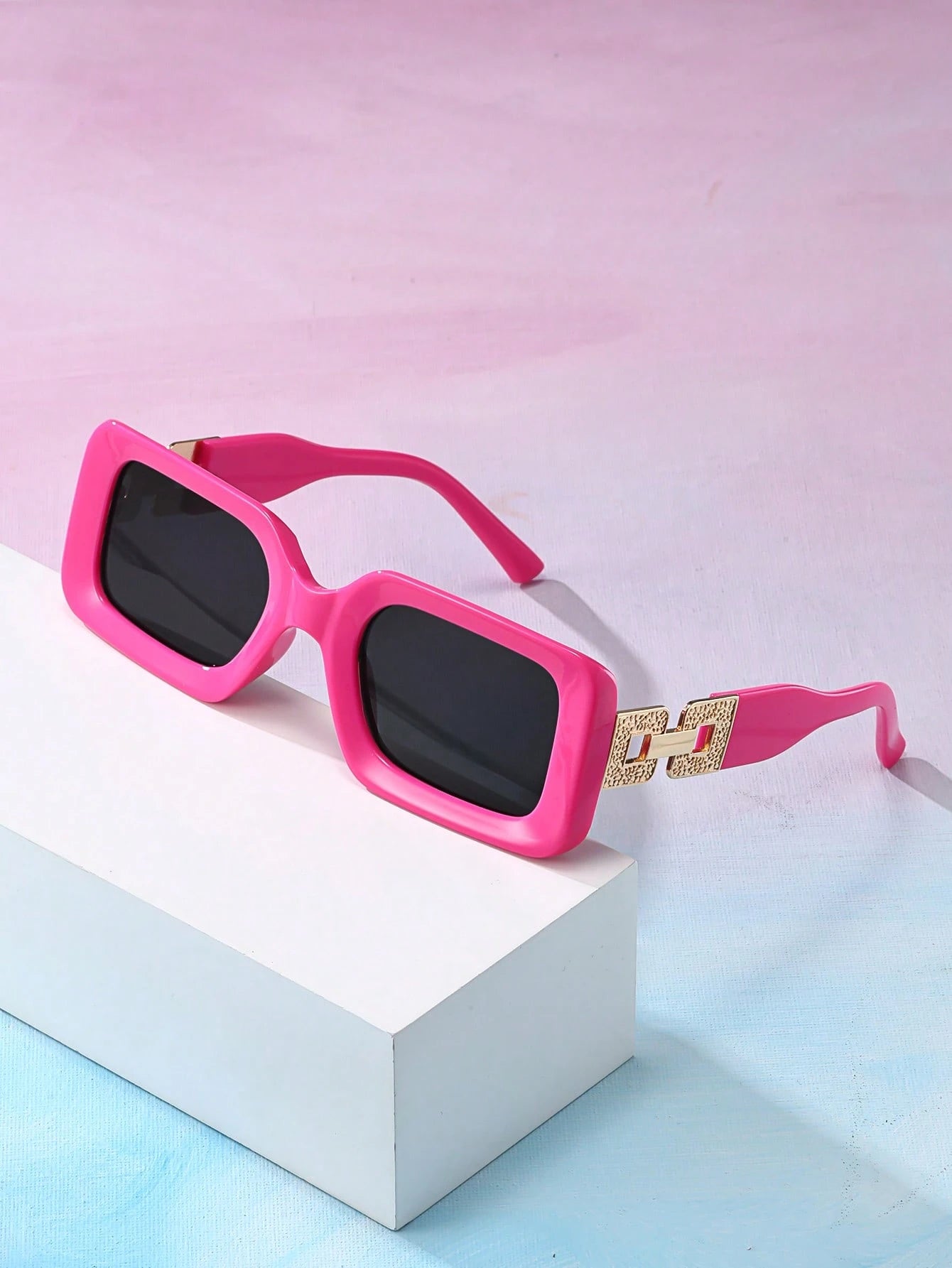 SHEIN Unisex Retro Rectangular Plastic Fashion Sunglasses