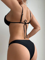 SHEIN Women's Sexy Black Bandage Bikini Set