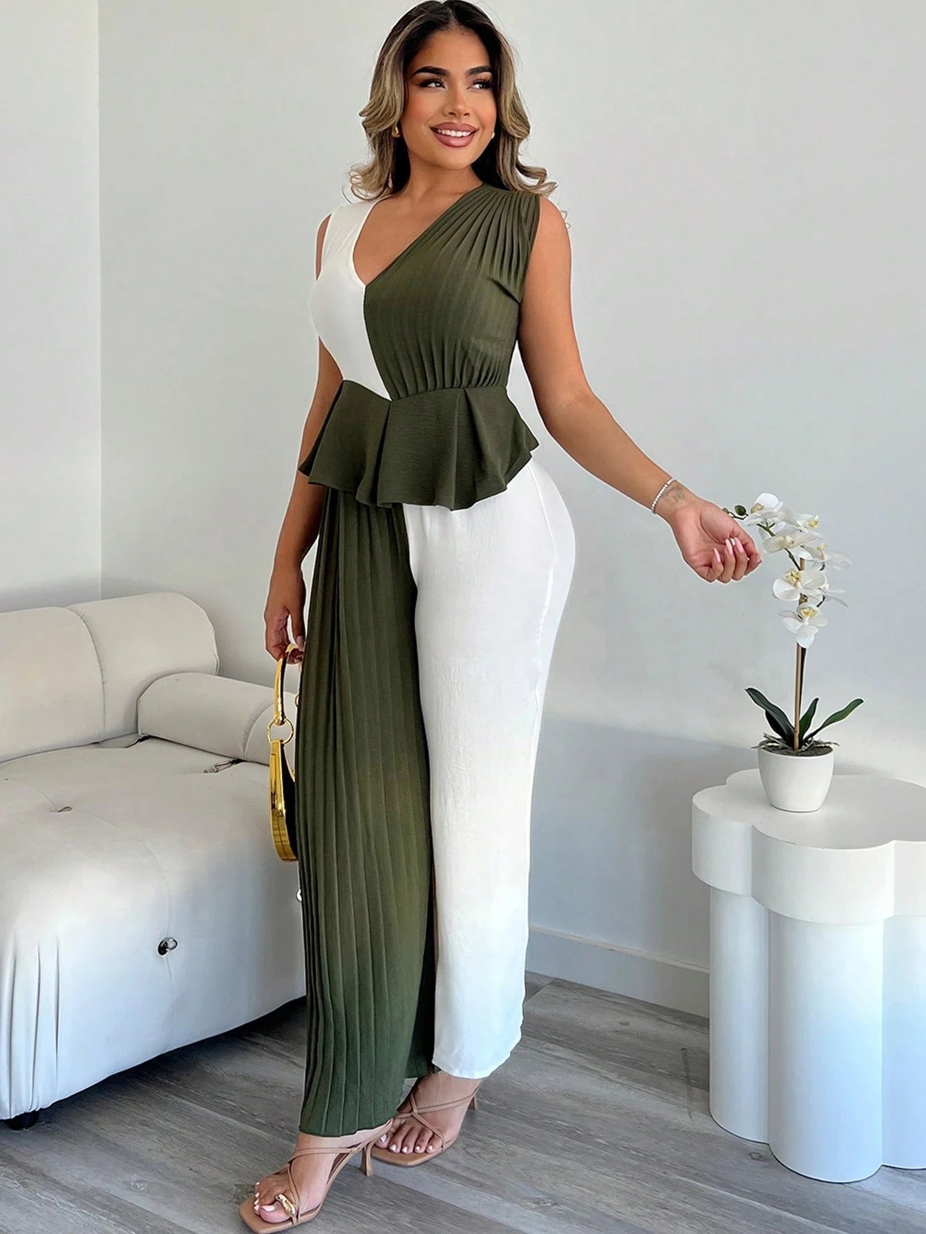 SHEIN Xyvia Summer Outfits Sexy High-End Pleated Women's Jumpsuit