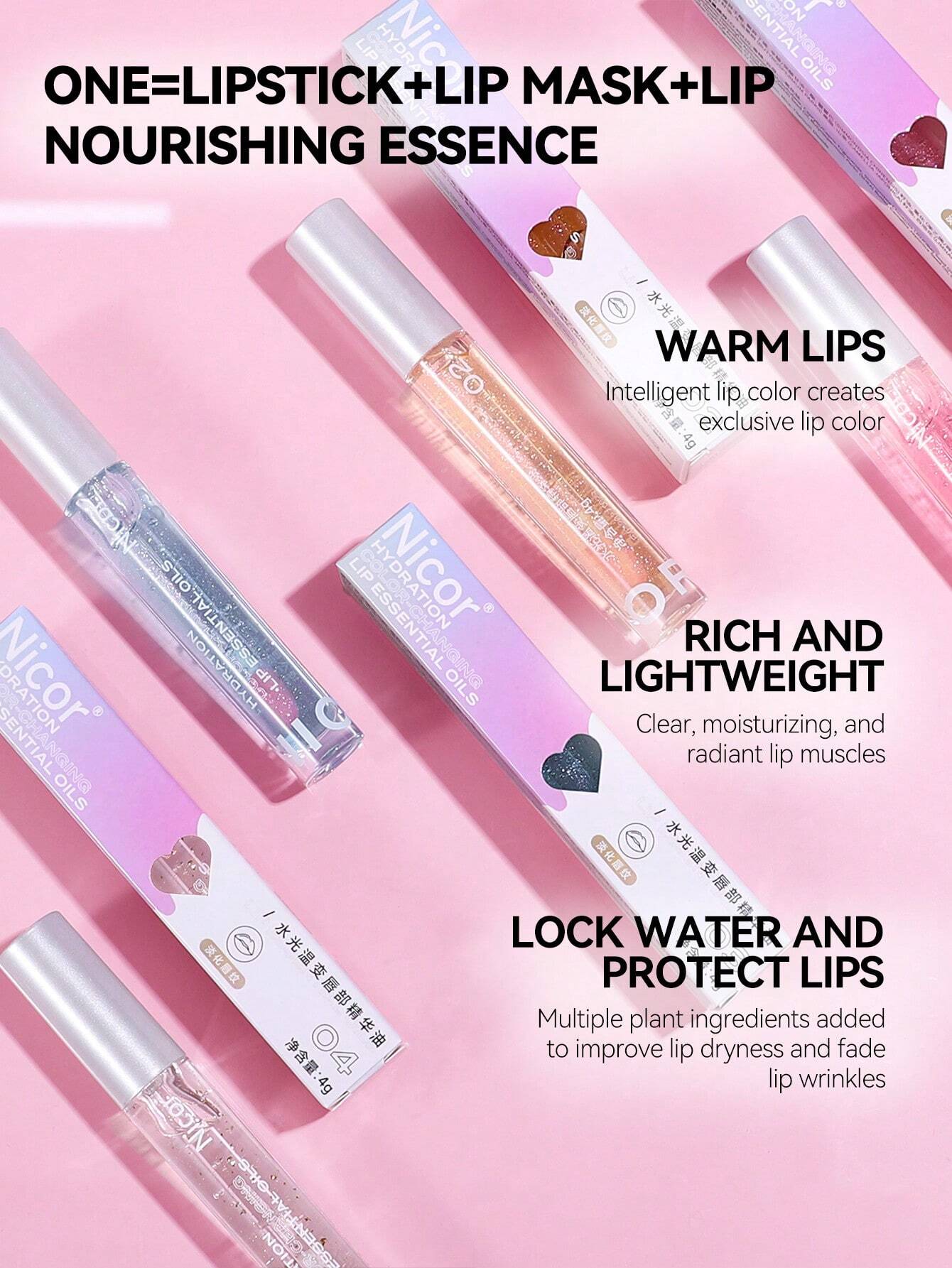 SHEIN Valentine’s Day Gift Moisturizing Lip Essence Oil Mirror Lip Gloss #02