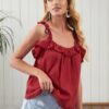 Shein Solid Ruffle Straps Cami Top