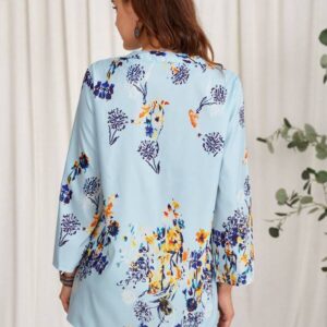 Alternative view of SHEIN EMERY ROSE Floral Print Notched Neck Button Front Blouse