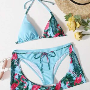 SHEIN Tropical Pattern Triangle Bikini Swimsuit