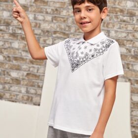 SHEIN Boys Paisley Print Polo Shirt