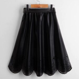 Alternative view of SHEIN Girls Laser Cut Out Belted PU Skirt