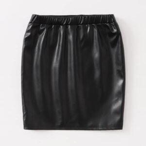 Alternative view of SHEIN Girls Slit Hem PU Leather Skirt