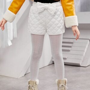 Alternative view of SHEIN Girls Solid Bow Front Quilted Shorts
