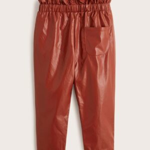 Alternative view of SHEIN Toddler Girls Frill Trim PU Leather Pants
