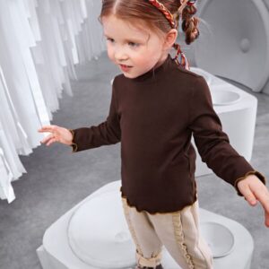 SHEIN Toddler Girls Mock Neck Lettuce Trim Tee