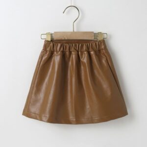 Alternative view of SHEIN  Toddler Girls Solid Elastic Waist PU Skirt