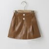 SHEIN Toddler Girls Solid Elastic Waist PU Skirt
