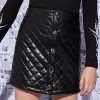 SHEIN Girls Button Fly Quilted PU Leather Skirt