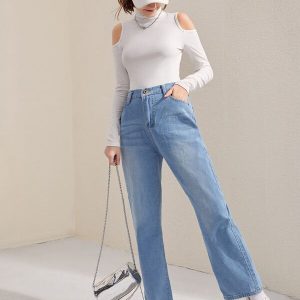 Alternative view of SHEIN Teen Girls High Neck Cold Shoulder Tee