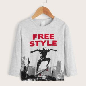 SHEIN Toddler Boys Letter And Figure Graphic Tee