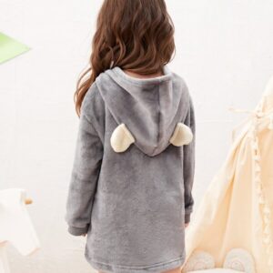 Alternative view of SHEIN   Toddler Girls Cartoon Pattern Flannel Hooded Nightdress