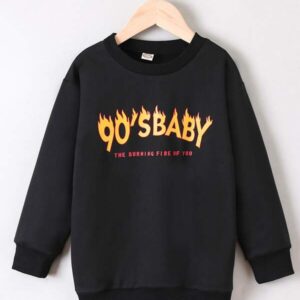 SHEIN Toddler Girls Fire And Slogan Graphic Sweatshirt Dress