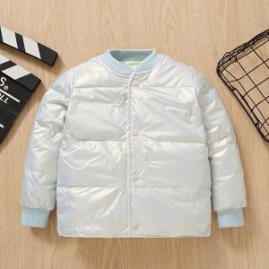 SHEIN Toddler Girls Bear Embroidery Zip Up Down Coat