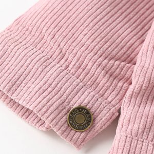 Alternative view of SHEIN  Toddler Girls Button Front Corduroy Jacket With Leopard Borg Collar