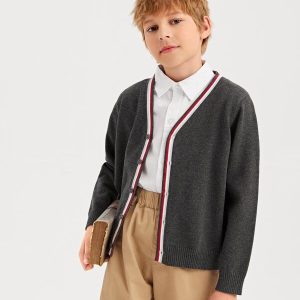 Alternative view of SHEIN Boys Button Front Striped Pattern Cardigan