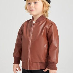 Alternative view of SHEIN Toddler Boys Astronaut Print PU Leather Jacket