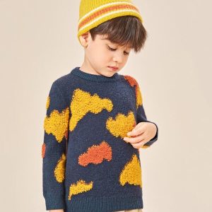 SHEIN Toddler Boys Clouds Pattern Sweater