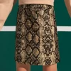SHEIN Girls Snakeskin Print Fake Button Skirt