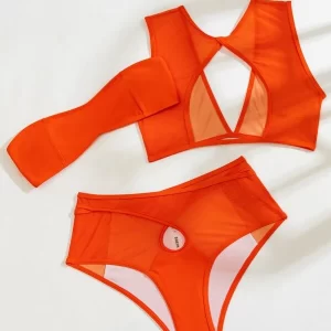 Alternative view of SHEIN 3pack Cut Out Mesh Bikini Swimsuit With Cover Up