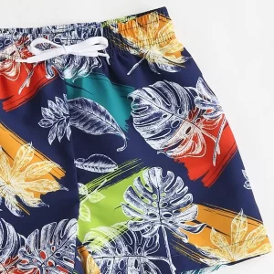 Alternative view of SHEIN Boys Leaf Print Swim Shorts
