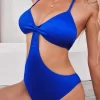 SHEIN Cut Out Halter One Piece Swimsuit